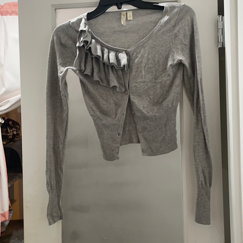 Retro 50s style French Cropped Cardigan Grey XS